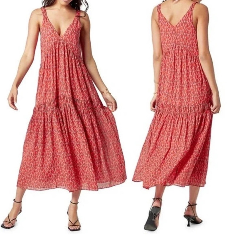 Joie Bondi Abstract Red Pink Print
Midi Dress Size M